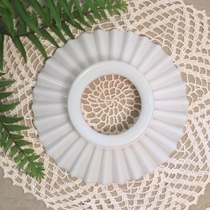 Antique Milk Glass Ruffled Oil Lamp Chimney Shade Topper